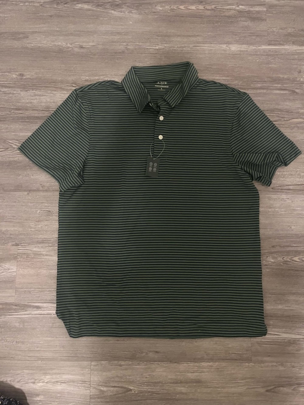 J. Crew Men’s Dark Green Striped Polo NWT